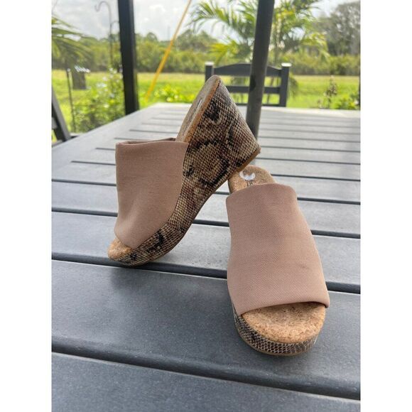 Lucky Brand Marilyn Women Cork Snake Print Stretch Wedge Size 8 - Picture 4 of 8